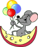 Mouse With Balloons Smiley Face, Emoticon