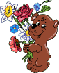 Bear With Flowers Smiley Face, Emoticon