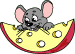 Mouse Hugging Cheese Smiley Face, Emoticon