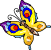 Yellow, Blue, Purple Butterfly Smiley Face, Emoticon
