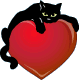 Black Cat Red Heart Smiley Face, Emoticon