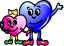 Pink Heart Blue Heart Smiley Face, Emoticon