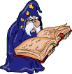 Wizard Checks Magic Book Smiley Face, Emoticon