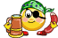 Pirate Drinking And Eating Smiley Face, Emoticon