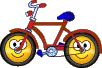Bike With Moving Wheels Smiley Face, Emoticon