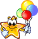 Star With 4 Balloons Smiley Face, Emoticon