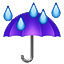 Purple Umbrella And Rain Smiley Face, Emoticon