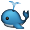 Blue Whale Spouting Water Smiley Face, Emoticon