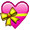 Pink Heart With Yellow Ribbon Smiley Face, Emoticon