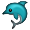 Blue Green Dolphin Smiley Face, Emoticon