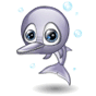 Big Eyed Dolphin Smiley Face, Emoticon