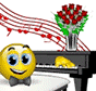 Piano And Roses Smiley Face, Emoticon