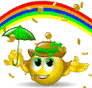 Rainbow And Umbrella Smiley Face, Emoticon