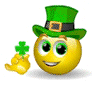Green Hat And Clover Smiley Face, Emoticon