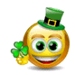 Green Clover And Hat Smiley Face, Emoticon