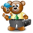 Daddy Bear And Son Smiley Face, Emoticon