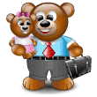 Daddy Bear And Daughter Smiley Face, Emoticon