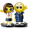 School Boy And Girl Smiley Face, Emoticon