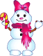 Snowman In Pink Bow Smiley