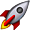 Rocket Blasting Away Smiley Face, Emoticon