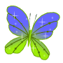 Blue Green Butterfly Smiley